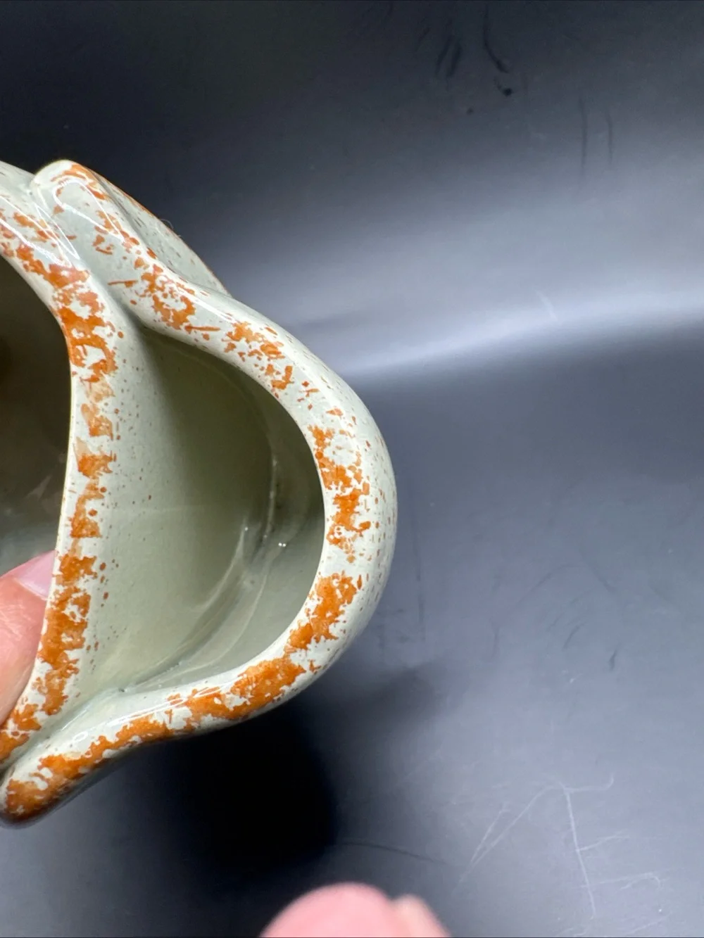 Elephant Mug with Tea Bag Holder, 15 oz, tanish With Orange Specks